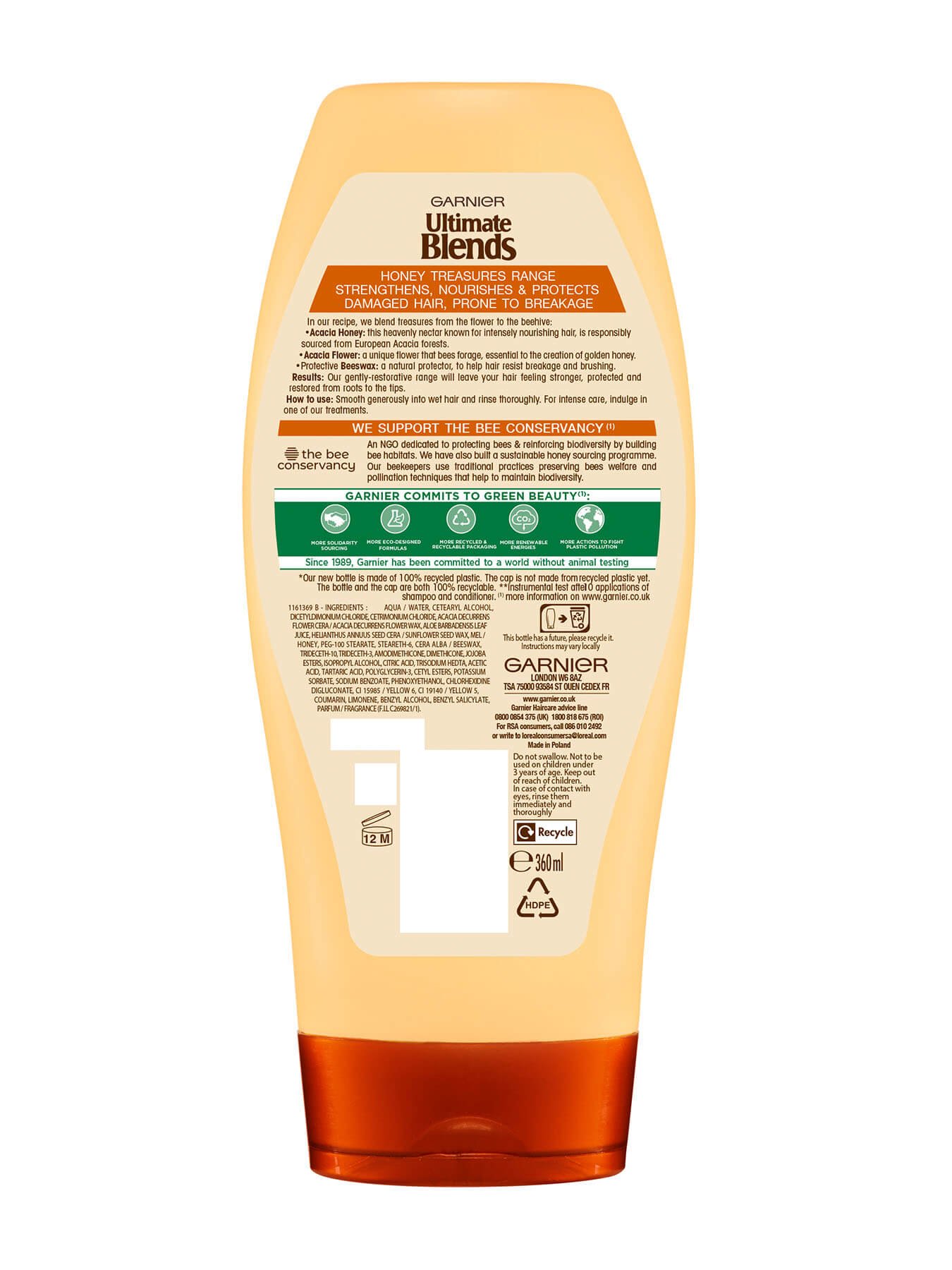 Ultimate Blends Honey Treasures Conditioner back of pack